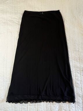 Twik Simons Black Mesh Maxi Skirt Lettuce Hem Bow Size Small